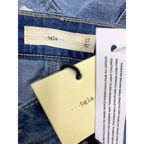 TGLA Light Wash Distressed High-Rise Cutoff Denim Shorts NEW WITH TAGS - Picture 3 of 3